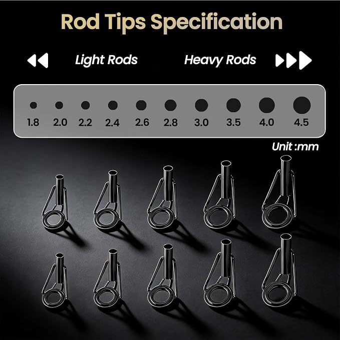 FishTrip Rod Tip Repair Kit, 20/60/70/90/230pcs Fishing Rod Tips Replacement Kit Stainless Steel Ceramic Guides Ring Fishing Pole Eyelets Repair Kit