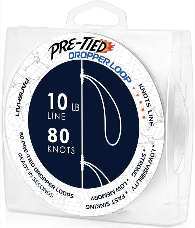10 lb Pre-Tied Dropper Loop Knots Line. Fishing Line Spool. Loops 16 Inches Apart with 5.5 Inch Loop Size. Perfect for Saltwater & Freshwater Fishing, Snapper & Other Bottom Feeding Fish
