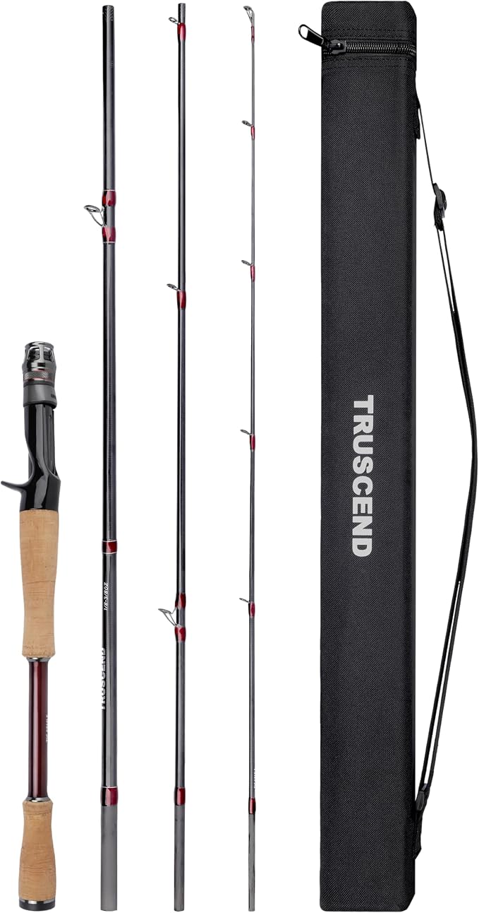 TRUSCEND Craz Easy Control Premium Baitcasting Fishing Rod, 1-Piece Performance Multi-Piece Travel Rod, Sensitive Backbone Tough Fishing Rod with Toray Carbon & Fuji K-Guides for Freshwater Saltwater
