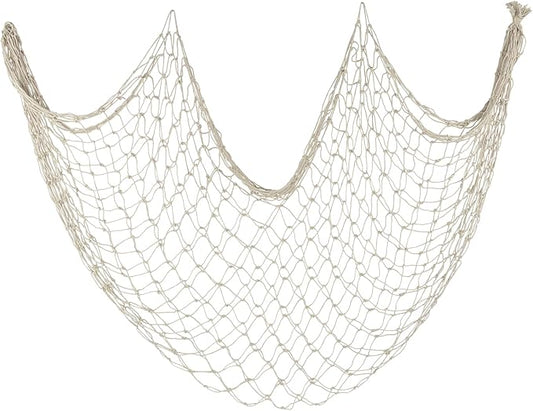 ZUEXT Beige Decorative Fishing Net 5x10 ft, Large Picture Fish Net 3mm Thick, Wall Photo Hanging Fishnet Table Runner for Nautical Mermaid Pirate Ocean Themed Hawaii Beach Under the Sea Party Decorations