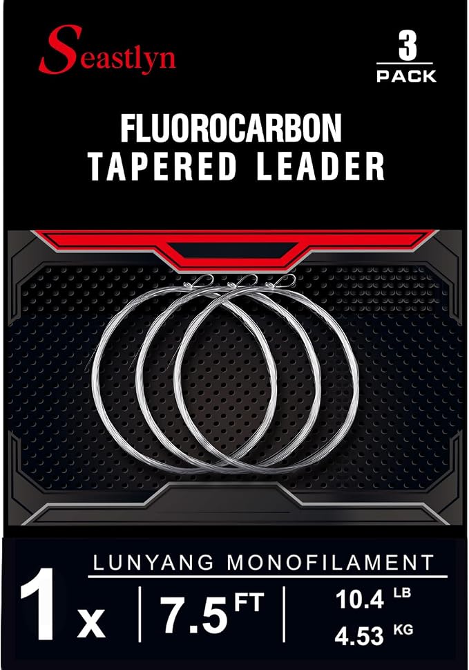 3 Packs Pre-Tied Loop Fly Fishing Tapered Leader Fluorocarbon 7.5FT 9FT 12FT 0X 1X 2X 3X 4X 5X 6X 7X 8LB-26LB