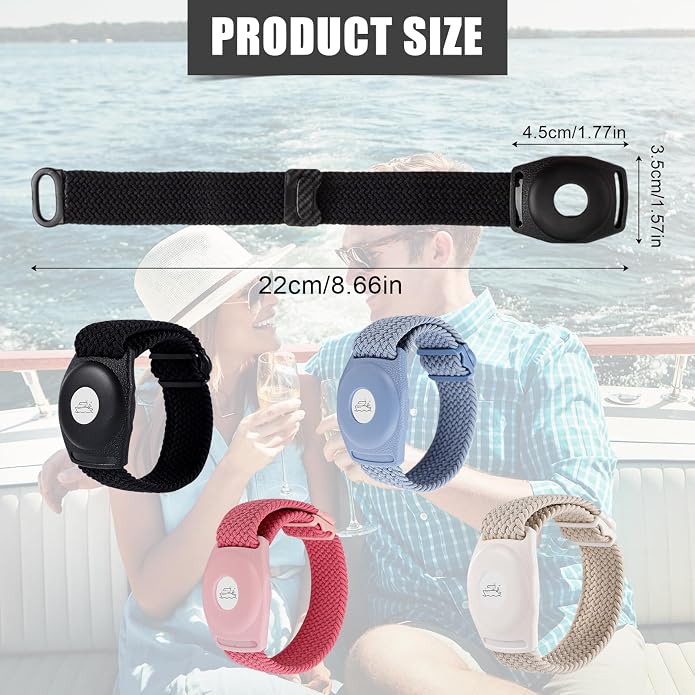 PEUTIER 4pcs Holder for Princess Cruise Medallion, Adjustable Braided Wristband Bracelet for Princess Medallion Holder Accessories Comfortable & Breathable Watch Band fit Men Women