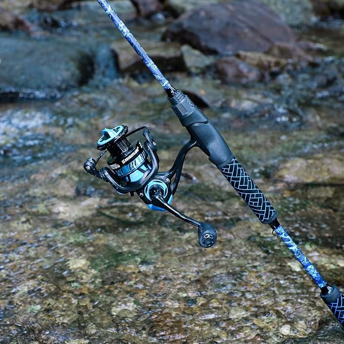 Sougayilang Spinning Combo – 5.2:1 Gear Ratio, 11+1 Bearings, IM7 Graphite 2-Piece Rod, 6'/7' M Power, Stainless Steel Guides for Bass, Walleye, Trout
