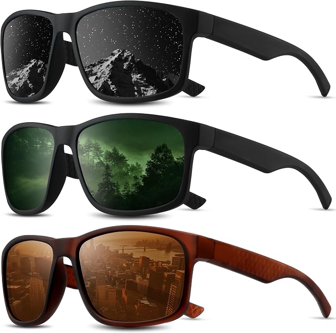 Square Polarized Sunglasses for Men and Women, Mens Sunglasses UV Protection with Lightweight Frame Sun Glasses