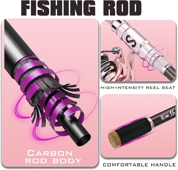 Sougayilang Telescopic Fishing Rod and Reel Combo, Collapsible Travel Fishing Pole and Spinning Fishing Reel, Fishing Gifts for Men/Women Adults