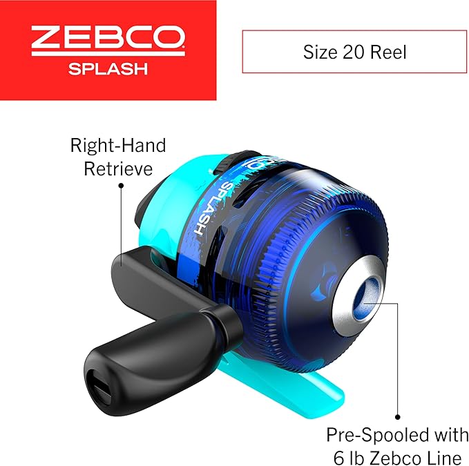 Zebco Kids Splash Jr. Spincast Reel and Fishing Rod Combo, 4-Foot 2-Piece Fishing Pole, Right-Hand Retrieve, Pre-Spooled with 6-Pound Cajun Line