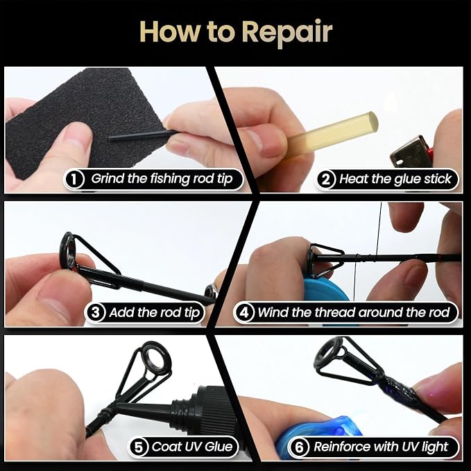 FishTrip Rod Tip Repair Kit, 20/60/70/90/230pcs Fishing Rod Tips Replacement Kit Stainless Steel Ceramic Guides Ring Fishing Pole Eyelets Repair Kit