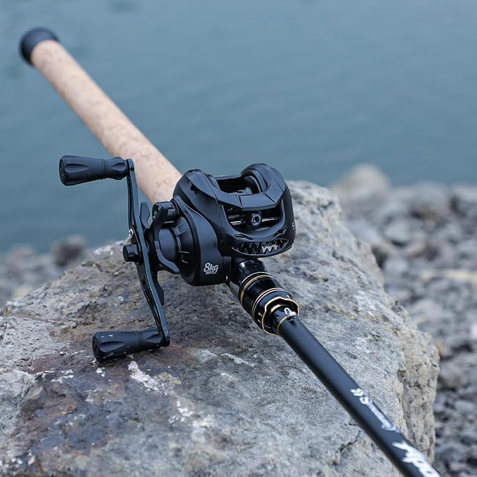 Sougayilang Spinning & Casting Fishing Rods, 2-Piece Strong Carbon&Glass Composite Trolling Rod Offshore Surf Pole for Bass, Trout, Panfish, Catfish