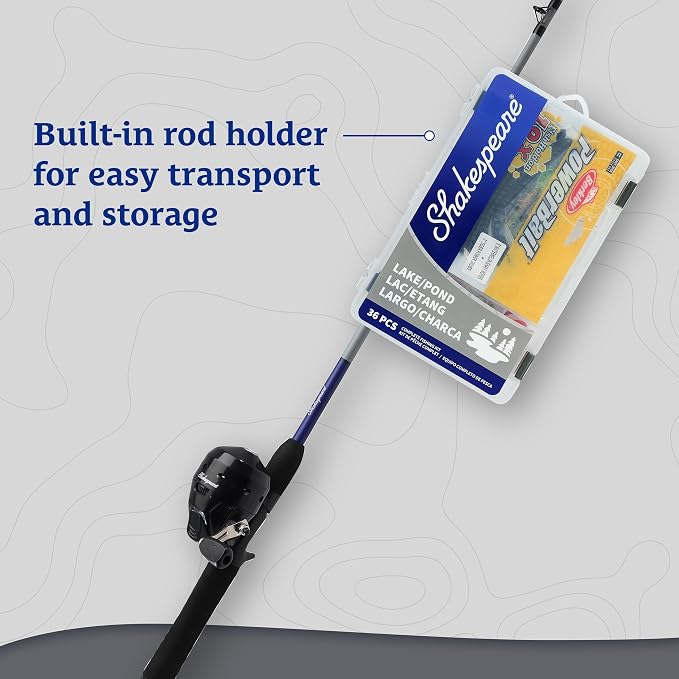Shakespeare Catch More Fish Spincast Reel and Fishing Rod Combo with Kit