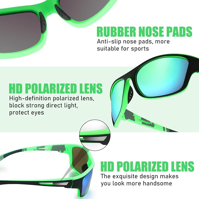 TOODOO 4 Pairs Men Polarized Sunglasses with UV Protection Driving Glasses Sports for Sport Outdoor Activities
