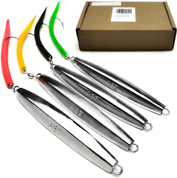 Diamond Jigs Saltwater Fishing Lures, 1-16oz Flat Metal Jigging Spoon Baits for Surf Fishing Bottom Bouncing Sinking Casting, Vertical Ocean Lures for Bluefish Striper Tuna Salmon Freshwater