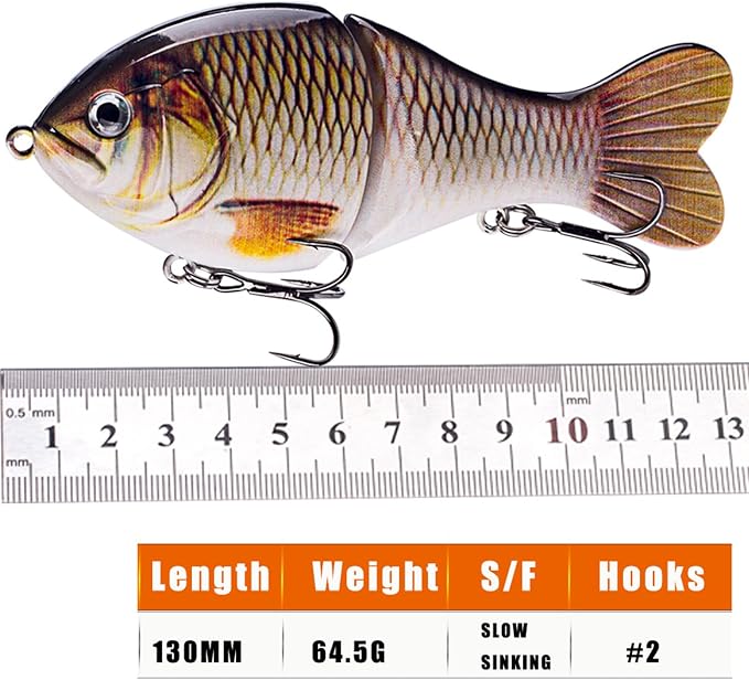 Glide Bait, Slow Sinking Swimbait, Topwater Hard Lures for Bass Catfish,Pike Perch, Freshwater or Saltwater
