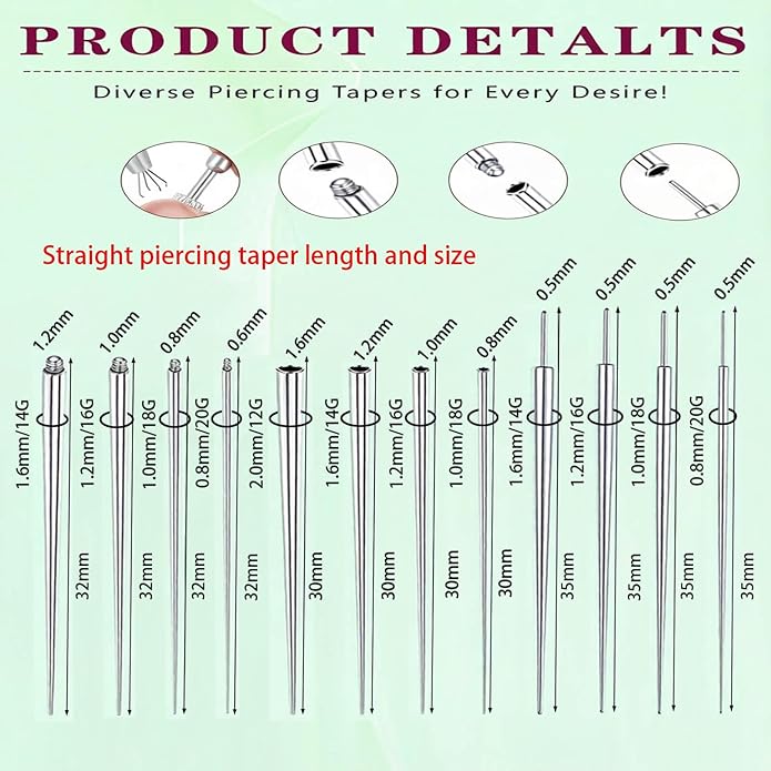 Uni-J Piercing Taper Ball Grabber Tool for Changing Jewelry - 14G 16G 18G 20G Threadless/Internal thread/External Thread Stretching Kit for Ear/Nose/Navel/Nipple/Lip/Eyebrow/Tongue