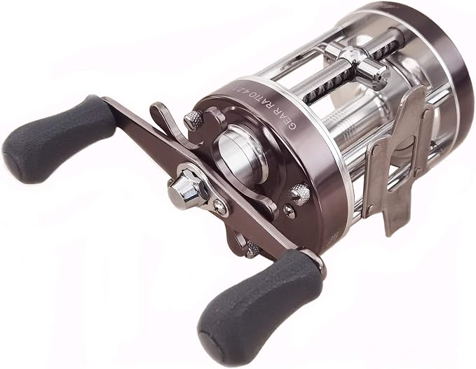 Ming yang Reel CL60 Baitcasting Reel 2+1 BB Right Handed Fishing Gear Ratio 4.2:1 Muskie Catfish Saltwater Fishing Gunsmoke Color, Metal Body, Conventional Casting Reel
