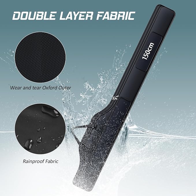 Fishing Rod Case with Fishing Tackle Box Portable Folding Rod Case Pole Reel Storage Bag Gears Organizer (150CM)