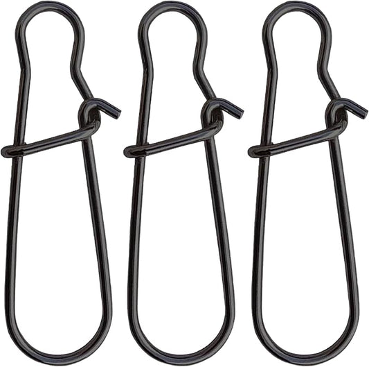Fishing Lures Duo Lock Snaps Clips 50-180 LB 50-100 Pack, Duolock Crankbait Snap Snaps Saltwater and Freshwater Black Nickel
