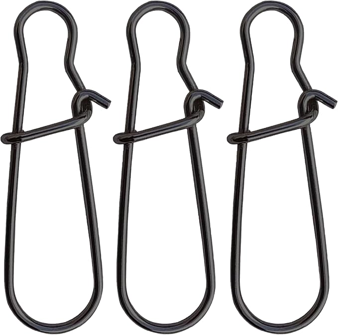 Fishing Lures Duo Lock Snaps Clips 50-180 LB 50-100 Pack, Duolock Crankbait Snap Snaps Saltwater and Freshwater Black Nickel