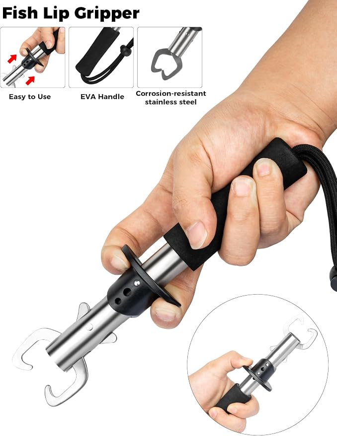 Fishing Tools Kit,Fishing Hook Remover Pliers, Fish Lip Gripper, Muti-Function Fishing Gear with Lanyard, Saltwater Resistant Fishing Accessories