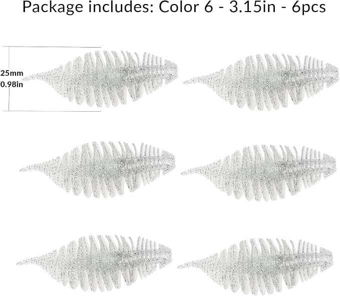 THKFISH Soft Swimbait 5/6 PCS or 15/18 PCS Soft Plastic Fishing Lures Bass Lures Swim Baits Lures for Bass Fishing Worms for Bass