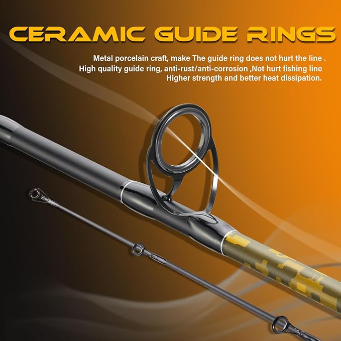 Sougayilang Spinning & Casting Fishing Rods, 2-Piece Strong Carbon&Glass Composite Trolling Rod Offshore Surf Pole for Bass, Trout, Panfish, Catfish