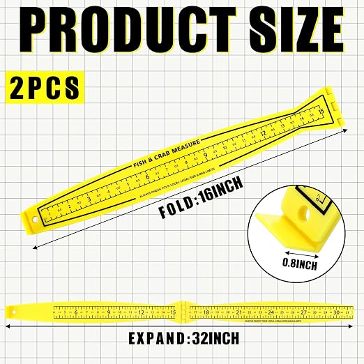 VioraWhite 2 Pcs Fish Measuring Board - 32in/80cm Folding Fishing Ruler Fishing Measurement Ruler Crab Measuring Tool Lightweight Bump Board for Boat Kayak (32" Imperial Scale)