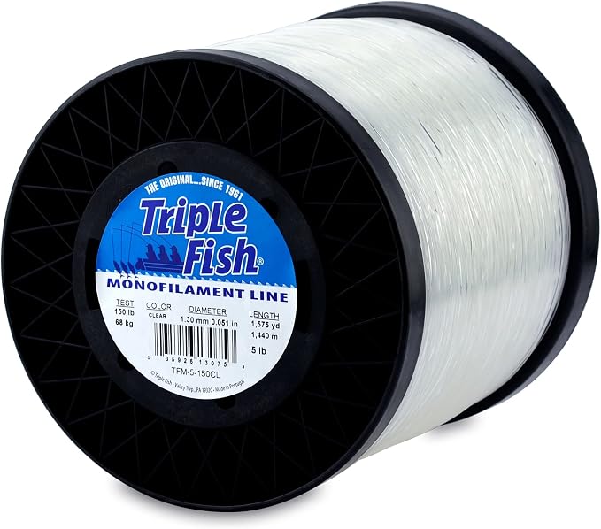Triple Fish Monofilament Fishing Line - Strong Clear Pink Camo Color for Trolling, Bottom Fishing, Casting Main Line Catfish, Bass