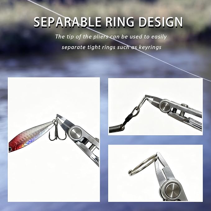 Fishing Line Cutter, 5-in-1 Multi-Tool with Stainless Steel Clippers for Braided, Mono & Fluoro,Split Ring Opener,Knot Tying Aid,Hook Eye Cleaner, and Retractable Lanyard, Compact Pliers for Anglers