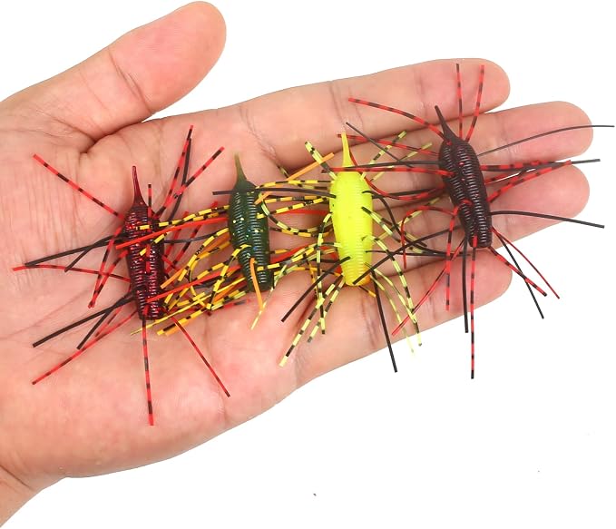 Silicone Soft Dice Fishing Lures: 12pcs Multiple Tentacles Slow Sink Soft Plastic Baits for Bass Drop Shot Finess Wacky Rig