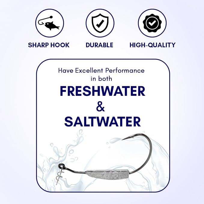 Reaction Tackle Weighted Swimbait Hooks for Bass Fishing - Weedless Fishing Hooks with Twist Lock for Freshwater and Saltwater (10-Pack)