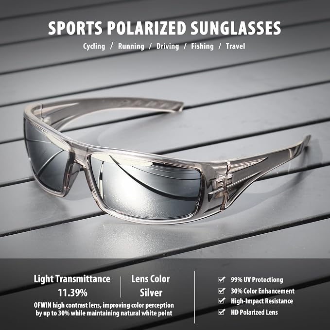 Polarized Sports Sunglasses for Men Women Unbreakable Frame Cycling Fishing Wrap Around Sunglasses UV400 Protection