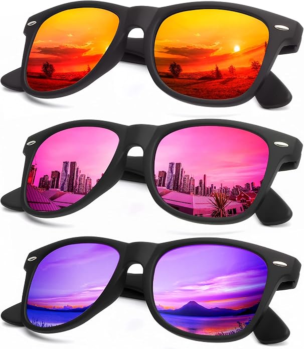 KALIYADI Polarized Sunglasses for Men and Women Matte Finish Sun glasses Color Mirror Lens UV Blocking (3 Pack)