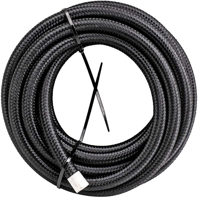 1/4" Fuel Line - 4AN Fuel Hose 10Ft Stainless Steel Nylon Braided Transmission Lines For Oil, Cooler, Brake, Transmission, Clutch, Fluids, Gas