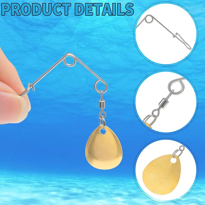Fishing Spinnerbait Smooth Spoons Kit Fishing Spinner Blades Smooth Spoons Rigs with Willow and Teardrop Making Fishing Lures Replacement Accessories