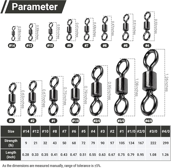 AMSYPORTS High Strength Fishing Swivel Connector Saltwater Freshwater Barrel Swivels Rolling Heavy Duty Swivels Fishing Copper Black Nickel