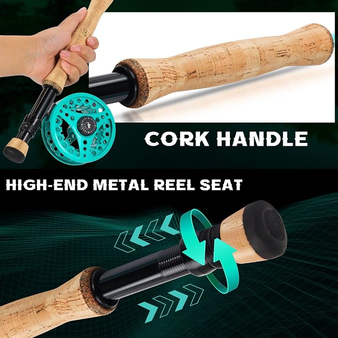 Sougayilang Fly Fishing Combo, 4 Piece Fly Rod and CNC Machined Aluminum Alloy Reel Complete Starter Package with Rod Bag