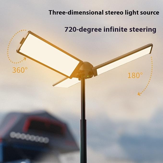 Folding Outdoor Lighting Night Fishing Lamp with 8000mAh Battery Suitable for Camping Trips Emergencies Night Use LED Flame Effect Lamps