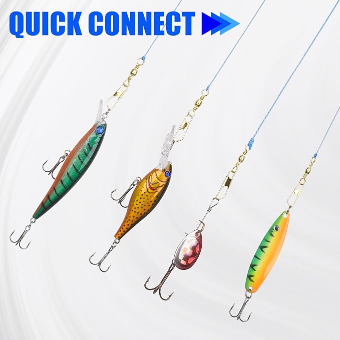 Fishing Barrel Swivels Snaps, 100pcs Snap Swivels Fishing Tackle Leader Line Lure Connector Accessories High Strength Solid Rings for Saltwater Freshwater, Black/Gold