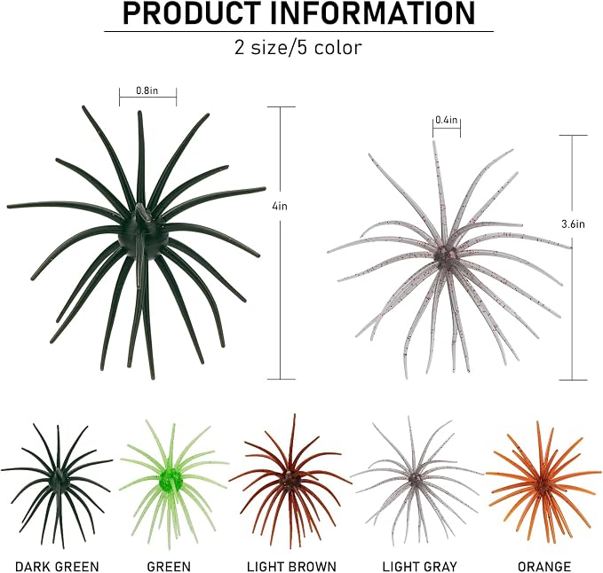QualyQualy Sea Urchin Soft Lure, Super Durable Tentacle Creature Lure for Bass Pike Trout Fishing Easy Catch Saltwater Freshwater Soft Lures TPE Material