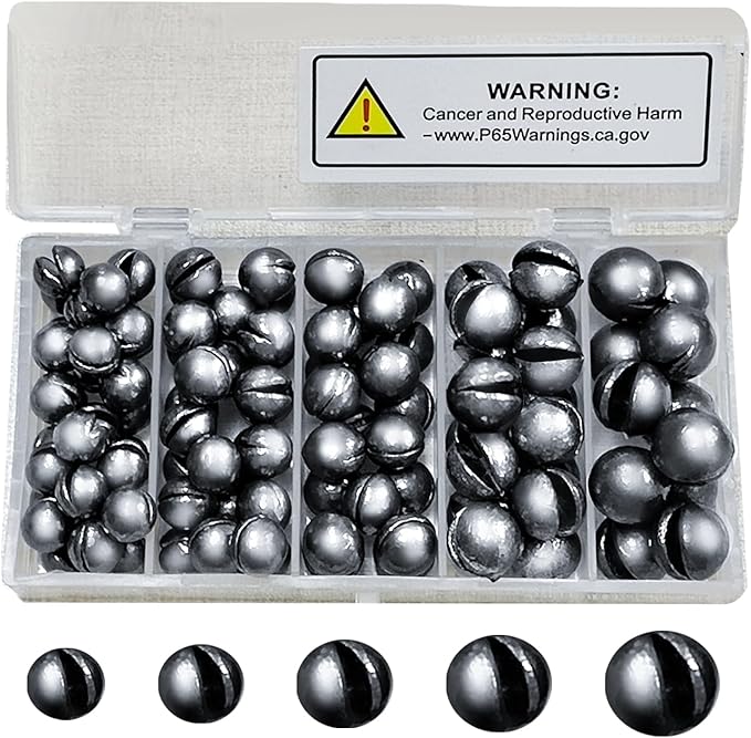 SANWEAL120PCS/200PCS Fishing Weights Sinkers - Premium Split ShotFishing Weights Sinkers - Round Removable Fishing Sinkers - 5/6 Sizes