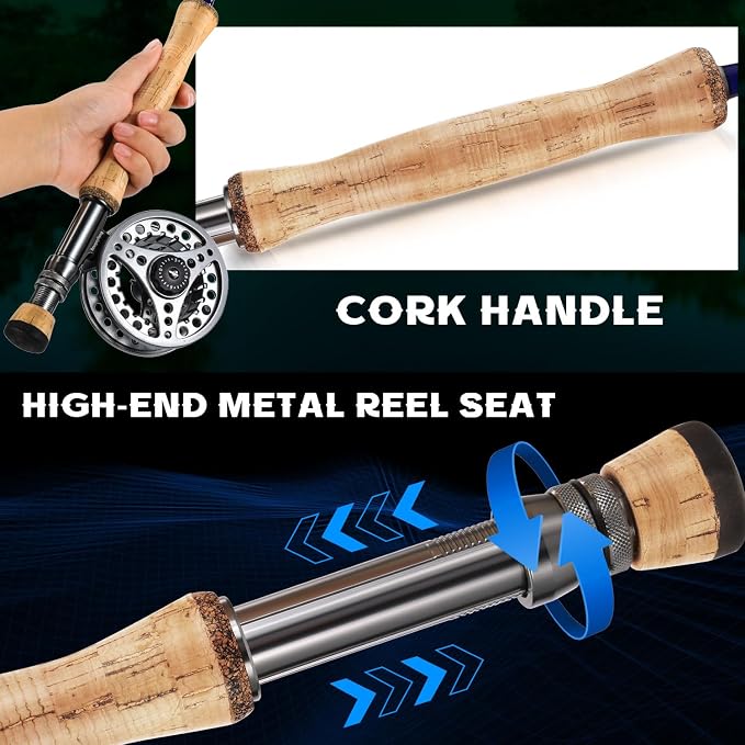 Sougayilang Fly Fishing Combo, 4 Piece Fly Rod and CNC Machined Aluminum Alloy Reel Complete Starter Package with Rod Bag