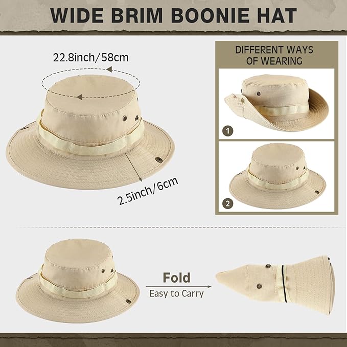 Xtinmee 20 Pcs Boonie Hat Bulk Wide Brim Bucket Hat Safari Hats Outdoor Sun Hats for Hiking Camping with Adjustable Strap