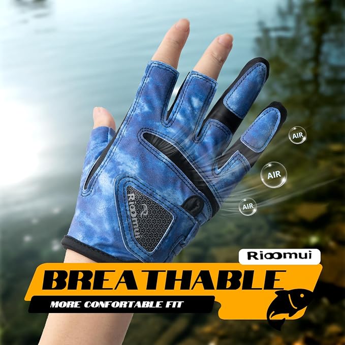 3-Cuts Fishing Gloves Men, Lightweight Breathable Anti-Slip Kayak Gloves Women for Kayaking, Sailing,Paddling,Rowing Enhanced Grip and Comfort
