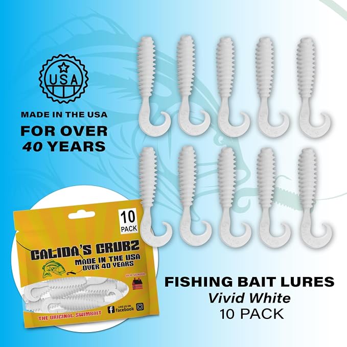 Galida's Grubz Soft Plastic Fish Bait Lures for Fishing | Fishing Bait Lure with Deep Ribs | Great for Beginners and Advanced Fishermen