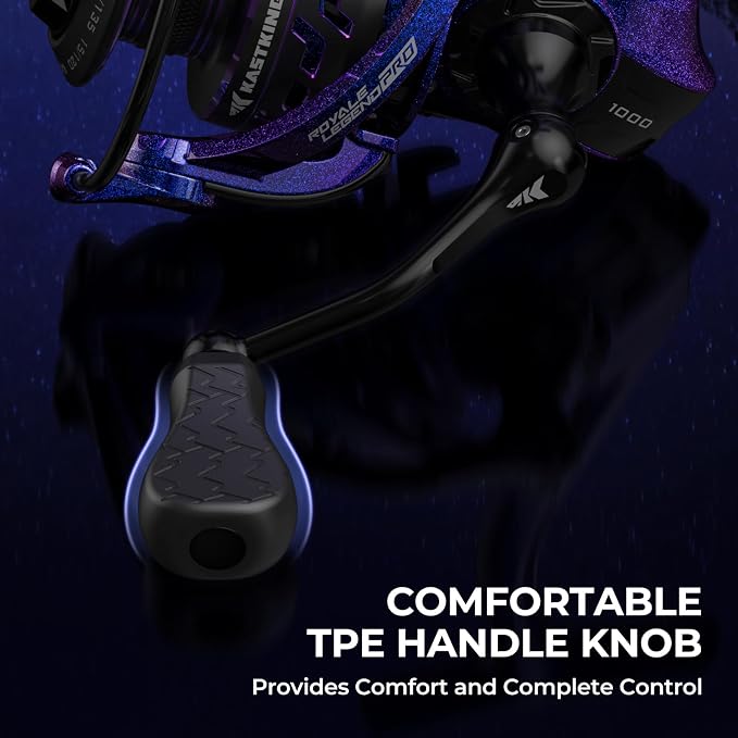 KastKing Royale Legend Pro Spinning Fishing Reel, Lightweight Yet Powerful, Digi-Cut Aluminum Gear, Aerodynamic Reel Rotor, 6.2:1 Gear Ratio, 25LBs Max Drag, TPE Handle Knobs, Unique Celestial Color