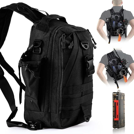 Aertiavty Fishing Backpack, Fishing Bag with Tackle Box, Compact Fishing Tackle Bag, Fishing Tackle Backpack with Rod Holder for Outdoor Sport Fishing Gifts for Men Women