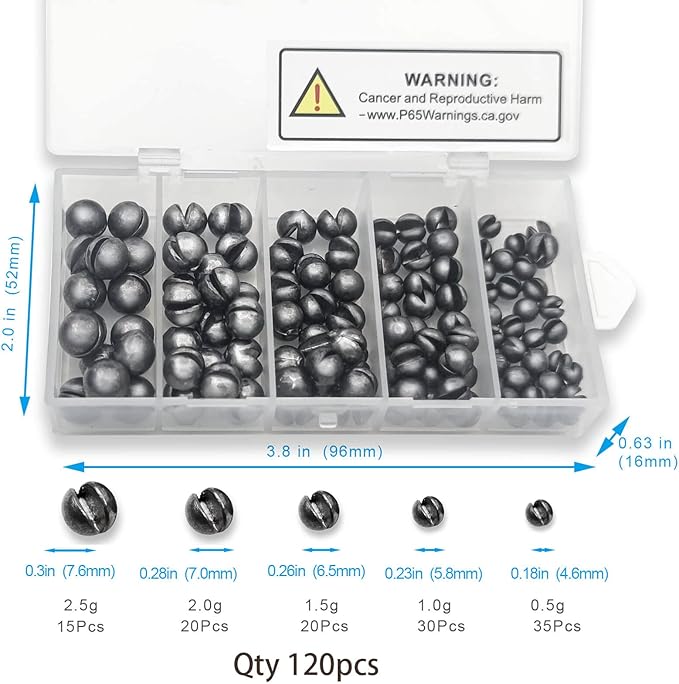 SANWEAL120PCS/200PCS Fishing Weights Sinkers - Premium Split ShotFishing Weights Sinkers - Round Removable Fishing Sinkers - 5/6 Sizes