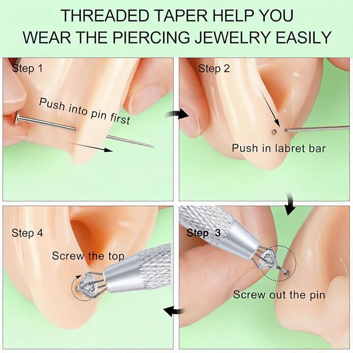 Uni-J Piercing Taper Ball Grabber Tool for Changing Jewelry - 14G 16G 18G 20G Threadless/Internal thread/External Thread Stretching Kit for Ear/Nose/Navel/Nipple/Lip/Eyebrow/Tongue