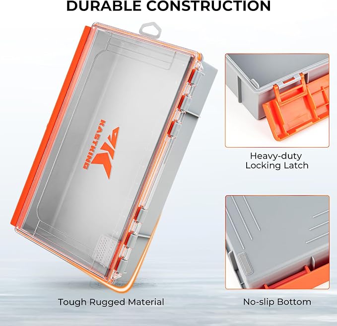 KastKing HyperSeal Waterproof Tackle Box, 3700 Deep Tackle Trays, Fishing Tackle Box Organizer With Exterior Stickers, Fishing Gear & Fishing Accessories Storage, 2 Packs No Compartment