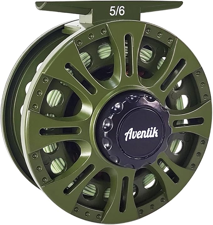 Aventik HVCE Graphite Fly Reel Center Drag System Classic III Graphite 3/4, 5/6, 7/8wt Large Arbor Freshwater Fly Fishing Reels