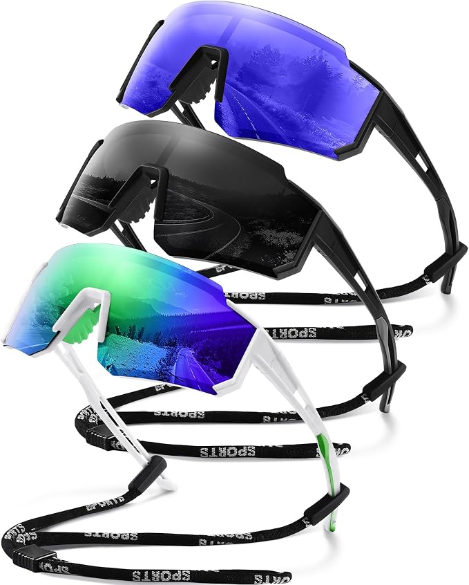 Polarized Sport Sunglasses for Men and Women, Lightweight TR90 Sun Glasses with UV Protection for Cycling Running